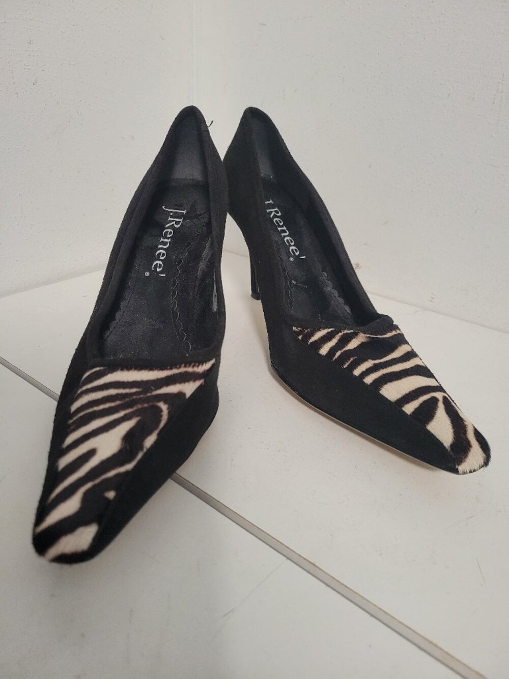 J.Renee High Heels with Animal Print Leather Trim Size 8